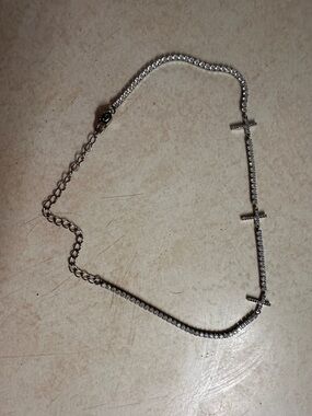 GLD Shop White Gold Cross Necklace